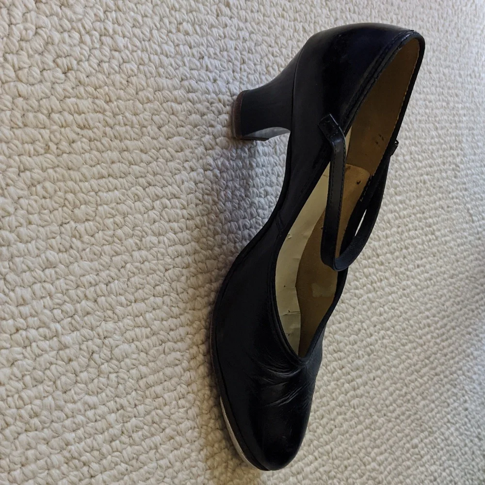 Sz 8 Tap Shoes, Black, Jingle Taps - Picture 2 of 8